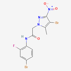 molecular formula C12H9Br2FN4O3 B3747931 N-(4-bromo-2-fluorophenyl)-2-(4-bromo-5-methyl-3-nitro-1H-pyrazol-1-yl)acetamide 