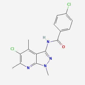 molecular formula C16H14Cl2N4O B3747955 4-chloro-N-(5-chloro-1,4,6-trimethyl-1H-pyrazolo[3,4-b]pyridin-3-yl)benzamide 