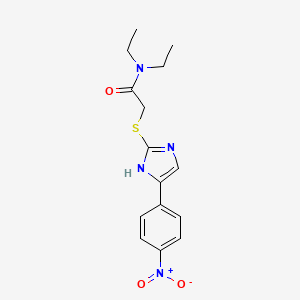 molecular formula C15H18N4O3S B3747967 N,N-diethyl-2-{[4-(4-nitrophenyl)-1H-imidazol-2-yl]thio}acetamide 