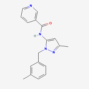 molecular formula C18H18N4O B3747975 N-[3-methyl-1-(3-methylbenzyl)-1H-pyrazol-5-yl]nicotinamide 