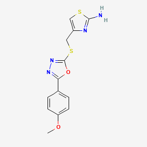 molecular formula C13H12N4O2S2 B3748000 4-({[5-(4-methoxyphenyl)-1,3,4-oxadiazol-2-yl]thio}methyl)-1,3-thiazol-2-amine 