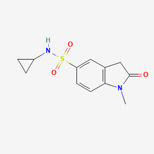molecular formula C12H14N2O3S B3748047 N-cyclopropyl-1-methyl-2-oxoindoline-5-sulfonamide 