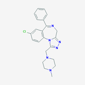 molecular formula C22H23ClN6 B374807 8-chloro-1-[(4-methylpiperazin-1-yl)methyl]-6-phenyl-4H-[1,2,4]triazolo[4,3-a][1,4]benzodiazepine 