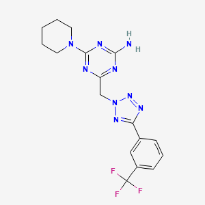 molecular formula C17H18F3N9 B3748086 4-piperidin-1-yl-6-({5-[3-(trifluoromethyl)phenyl]-2H-tetrazol-2-yl}methyl)-1,3,5-triazin-2-amine 