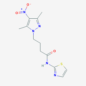 molecular formula C12H15N5O3S B3748120 4-(3,5-dimethyl-4-nitro-1H-pyrazol-1-yl)-N-1,3-thiazol-2-ylbutanamide 