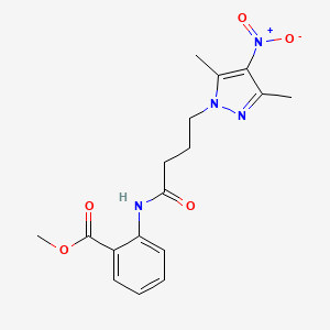 molecular formula C17H20N4O5 B3748145 methyl 2-{[4-(3,5-dimethyl-4-nitro-1H-pyrazol-1-yl)butanoyl]amino}benzoate 
