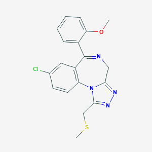 molecular formula C19H17ClN4OS B374815 2-{8-chloro-1-[(methylsulfanyl)methyl]-4H-[1,2,4]triazolo[4,3-a][1,4]benzodiazepin-6-yl}phenyl methyl ether 