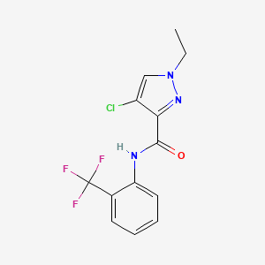 molecular formula C13H11ClF3N3O B3748162 4-chloro-1-ethyl-N-[2-(trifluoromethyl)phenyl]-1H-pyrazole-3-carboxamide 