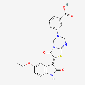 3-[7-(5-ethoxy-2-oxo-1,2-dihydro-3H-indol-3-ylidene)-6-oxo-6,7-dihydro-2H-[1,3]thiazolo[3,2-a][1,3,5]triazin-3(4H)-yl]benzoic acid