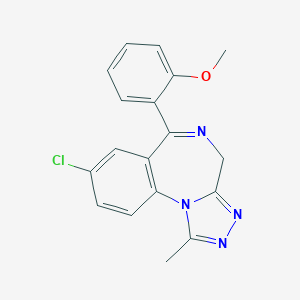 molecular formula C18H15ClN4O B374818 8-chloro-6-(2-methoxyphenyl)-1-methyl-4H-[1,2,4]triazolo[4,3-a][1,4]benzodiazepine 