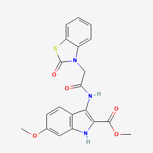 molecular formula C20H17N3O5S B3748186 methyl 6-methoxy-3-{[(2-oxo-1,3-benzothiazol-3(2H)-yl)acetyl]amino}-1H-indole-2-carboxylate 