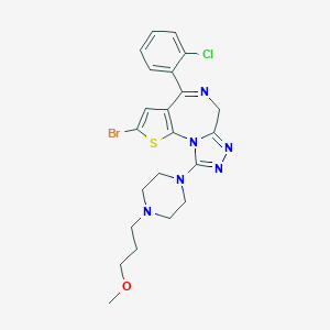molecular formula C22H24BrClN6OS B374819 4-Bromo-7-(2-chlorophenyl)-13-[4-(3-methoxypropyl)piperazin-1-yl]-3-thia-1,8,11,12-tetrazatricyclo[8.3.0.02,6]trideca-2(6),4,7,10,12-pentaene 