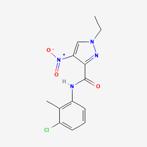 molecular formula C13H13ClN4O3 B3748191 N-(3-chloro-2-methylphenyl)-1-ethyl-4-nitro-1H-pyrazole-3-carboxamide 