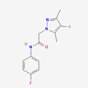 molecular formula C13H13FIN3O B3748229 N-(4-fluorophenyl)-2-(4-iodo-3,5-dimethyl-1H-pyrazol-1-yl)acetamide 