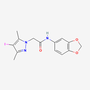 molecular formula C14H14IN3O3 B3748234 N-1,3-benzodioxol-5-yl-2-(4-iodo-3,5-dimethyl-1H-pyrazol-1-yl)acetamide 