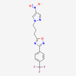 molecular formula C15H12F3N5O3 B3748246 5-[3-(4-nitro-1H-pyrazol-1-yl)propyl]-3-[4-(trifluoromethyl)phenyl]-1,2,4-oxadiazole 