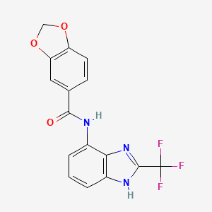 molecular formula C16H10F3N3O3 B3748261 N-[2-(trifluoromethyl)-1H-benzimidazol-4-yl]-1,3-benzodioxole-5-carboxamide 