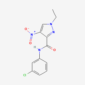 molecular formula C12H11ClN4O3 B3748296 N-(3-chlorophenyl)-1-ethyl-4-nitro-1H-pyrazole-3-carboxamide 