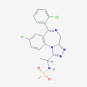 molecular formula C19H17Cl2N5O2S B374830 N-{1-[8-chloro-6-(2-chlorophenyl)-4H-[1,2,4]triazolo[4,3-a][1,4]benzodiazepin-1-yl]ethyl}methanesulfonamide 