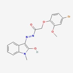 molecular formula C18H16BrN3O4 B3748314 2-(4-bromo-2-methoxyphenoxy)-N'-(1-methyl-2-oxo-1,2-dihydro-3H-indol-3-ylidene)acetohydrazide 