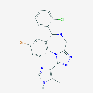 molecular formula C20H14BrClN6 B374836 8-Bromo-6-(2-chlorophenyl)-1-(5-methyl-4-imidazolyl)-4H-s-triazolo(4,3-a)-1,4-benzodiazepine CAS No. 117267-51-3
