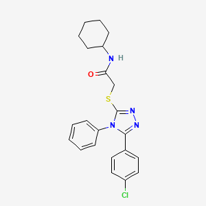 molecular formula C22H23ClN4OS B3748372 2-{[5-(4-chlorophenyl)-4-phenyl-4H-1,2,4-triazol-3-yl]thio}-N-cyclohexylacetamide 