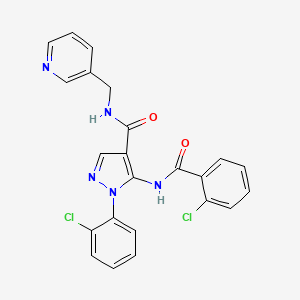 molecular formula C23H17Cl2N5O2 B3748394 5-[(2-chlorobenzoyl)amino]-1-(2-chlorophenyl)-N-(3-pyridinylmethyl)-1H-pyrazole-4-carboxamide 