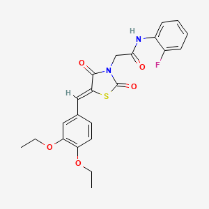 molecular formula C22H21FN2O5S B3748409 2-[5-(3,4-diethoxybenzylidene)-2,4-dioxo-1,3-thiazolidin-3-yl]-N-(2-fluorophenyl)acetamide 