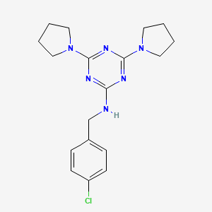 molecular formula C18H23ClN6 B3748434 N-(4-chlorobenzyl)-4,6-di-1-pyrrolidinyl-1,3,5-triazin-2-amine 