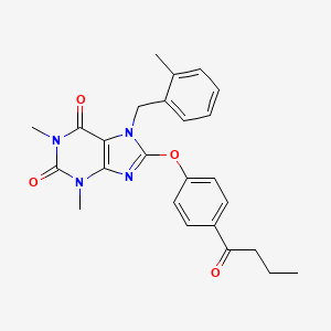 molecular formula C25H26N4O4 B3748489 8-(4-butyrylphenoxy)-1,3-dimethyl-7-(2-methylbenzyl)-3,7-dihydro-1H-purine-2,6-dione 
