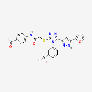 molecular formula C26H19F3N6O3S B3748509 N-(4-acetylphenyl)-2-({5-[3-(2-furyl)-1H-pyrazol-5-yl]-4-[3-(trifluoromethyl)phenyl]-4H-1,2,4-triazol-3-yl}thio)acetamide 