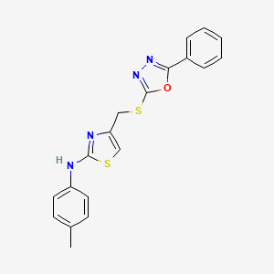 molecular formula C19H16N4OS2 B3748515 N-(4-methylphenyl)-4-{[(5-phenyl-1,3,4-oxadiazol-2-yl)thio]methyl}-1,3-thiazol-2-amine 