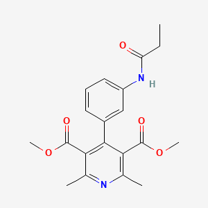 molecular formula C20H22N2O5 B3748524 dimethyl 2,6-dimethyl-4-[3-(propionylamino)phenyl]-3,5-pyridinedicarboxylate 