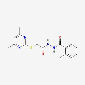 molecular formula C16H18N4O2S B3748540 N'-{[(4,6-dimethyl-2-pyrimidinyl)thio]acetyl}-2-methylbenzohydrazide 