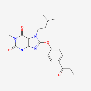 8-(4-butyrylphenoxy)-1,3-dimethyl-7-(3-methylbutyl)-3,7-dihydro-1H-purine-2,6-dione