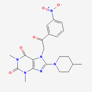 1,3-dimethyl-8-(4-methylpiperidin-1-yl)-7-[2-(3-nitrophenyl)-2-oxoethyl]-3,7-dihydro-1H-purine-2,6-dione