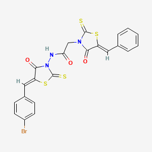 molecular formula C22H14BrN3O3S4 B3748613 2-(5-benzylidene-4-oxo-2-thioxo-1,3-thiazolidin-3-yl)-N-[5-(4-bromobenzylidene)-4-oxo-2-thioxo-1,3-thiazolidin-3-yl]acetamide 