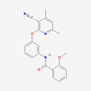 molecular formula C22H19N3O3 B3748666 N-{3-[(3-cyano-4,6-dimethylpyridin-2-yl)oxy]phenyl}-2-methoxybenzamide 