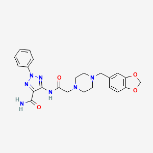 molecular formula C23H25N7O4 B3748673 5-({[4-(1,3-benzodioxol-5-ylmethyl)piperazin-1-yl]acetyl}amino)-2-phenyl-2H-1,2,3-triazole-4-carboxamide 
