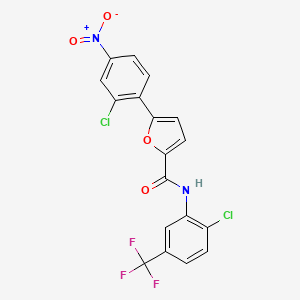 molecular formula C18H9Cl2F3N2O4 B3748810 5-(2-chloro-4-nitrophenyl)-N-[2-chloro-5-(trifluoromethyl)phenyl]-2-furamide 