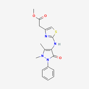 molecular formula C17H18N4O3S B3748833 methyl {2-[(1,5-dimethyl-3-oxo-2-phenyl-2,3-dihydro-1H-pyrazol-4-yl)amino]-1,3-thiazol-4-yl}acetate 