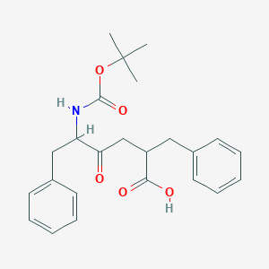 molecular formula C24H29NO5 B037489 5-Amino-(N-t-butoxycarbonyl)-2-benzyl-4-oxo-6-phenylhexanoic acid CAS No. 112070-31-2