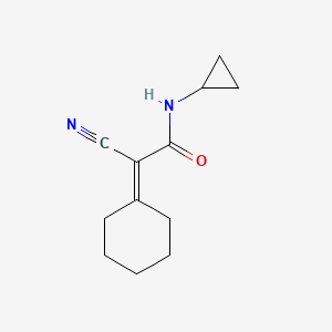 molecular formula C12H16N2O B3749011 2-cyano-2-cyclohexylidene-N-cyclopropylacetamide CAS No. 590352-45-7