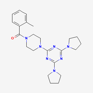 molecular formula C23H31N7O B3749035 2-[4-(2-methylbenzoyl)-1-piperazinyl]-4,6-di-1-pyrrolidinyl-1,3,5-triazine 