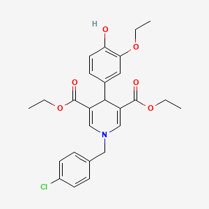 molecular formula C26H28ClNO6 B3749064 diethyl 1-(4-chlorobenzyl)-4-(3-ethoxy-4-hydroxyphenyl)-1,4-dihydro-3,5-pyridinedicarboxylate 