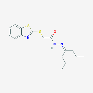 molecular formula C16H21N3OS2 B374910 2-(1,3-benzothiazol-2-ylsulfanyl)-N'-(1-propylbutylidene)acetohydrazide 