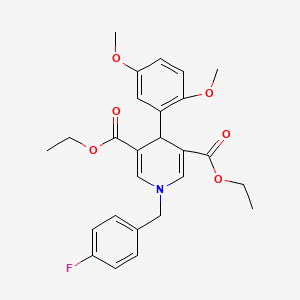 molecular formula C26H28FNO6 B3749113 diethyl 4-(2,5-dimethoxyphenyl)-1-(4-fluorobenzyl)-1,4-dihydro-3,5-pyridinedicarboxylate 