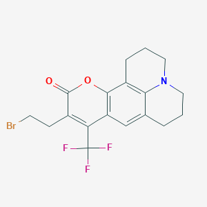 molecular formula C18H17BrF3NO2 B374912 10-(2-bromoethyl)-9-(trifluoromethyl)-2,3,6,7-tetrahydro-1H,5H,11H-pyrano[2,3-f]pyrido[3,2,1-ij]quinolin-11-one 