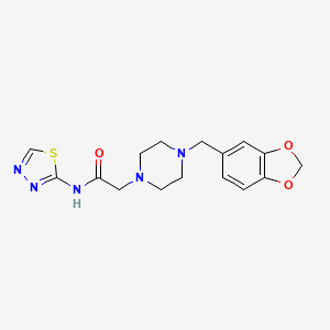 molecular formula C16H19N5O3S B3749139 2-[4-(1,3-benzodioxol-5-ylmethyl)-1-piperazinyl]-N-1,3,4-thiadiazol-2-ylacetamide 