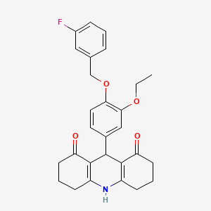 molecular formula C28H28FNO4 B3749194 9-{3-ethoxy-4-[(3-fluorobenzyl)oxy]phenyl}-3,4,6,7,9,10-hexahydro-1,8(2H,5H)-acridinedione 